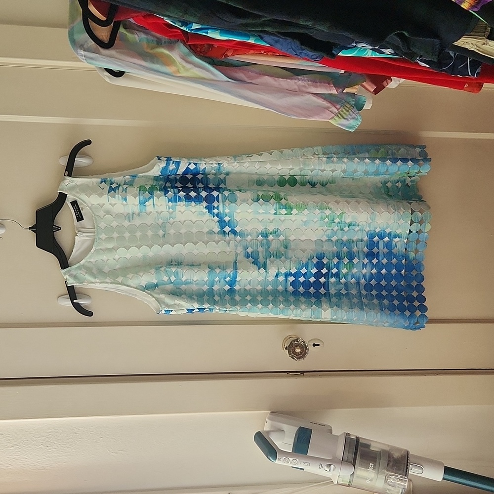 Tahari Blue Watercolor Shift dress